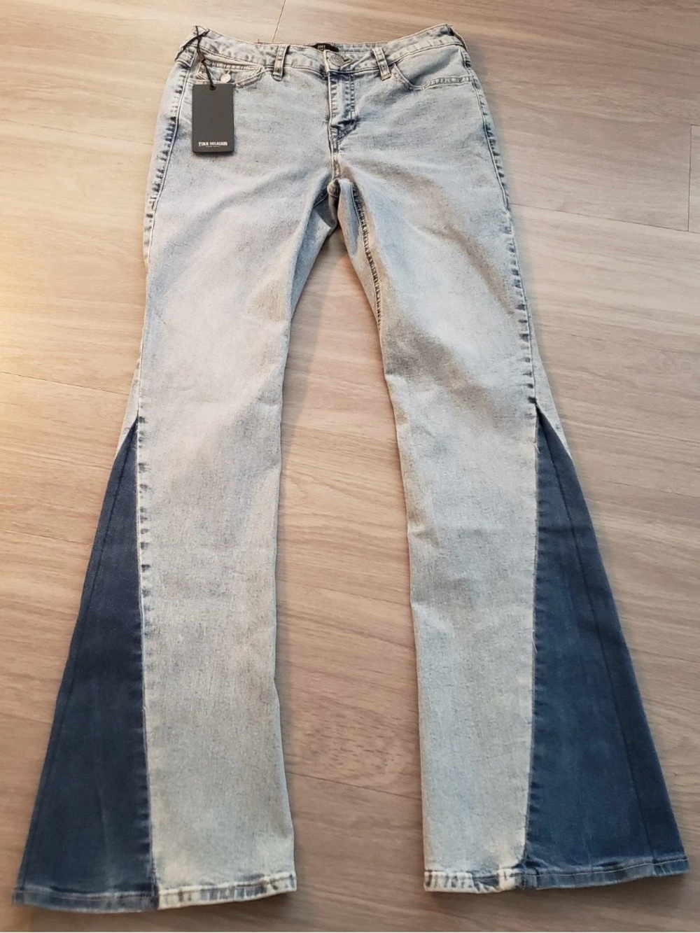 True Religion Jeans Women's 28 Joey Mid Rise Flare Two Tone Stretch Denim NWT